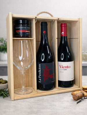 Vinos La Perdición y Viento sobre la piel en caja de madera para regalo